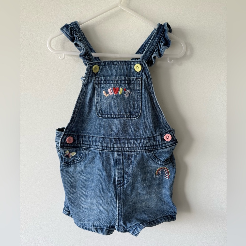 Levi's Blue Denim Embroidered Kids Overalls 24 Months